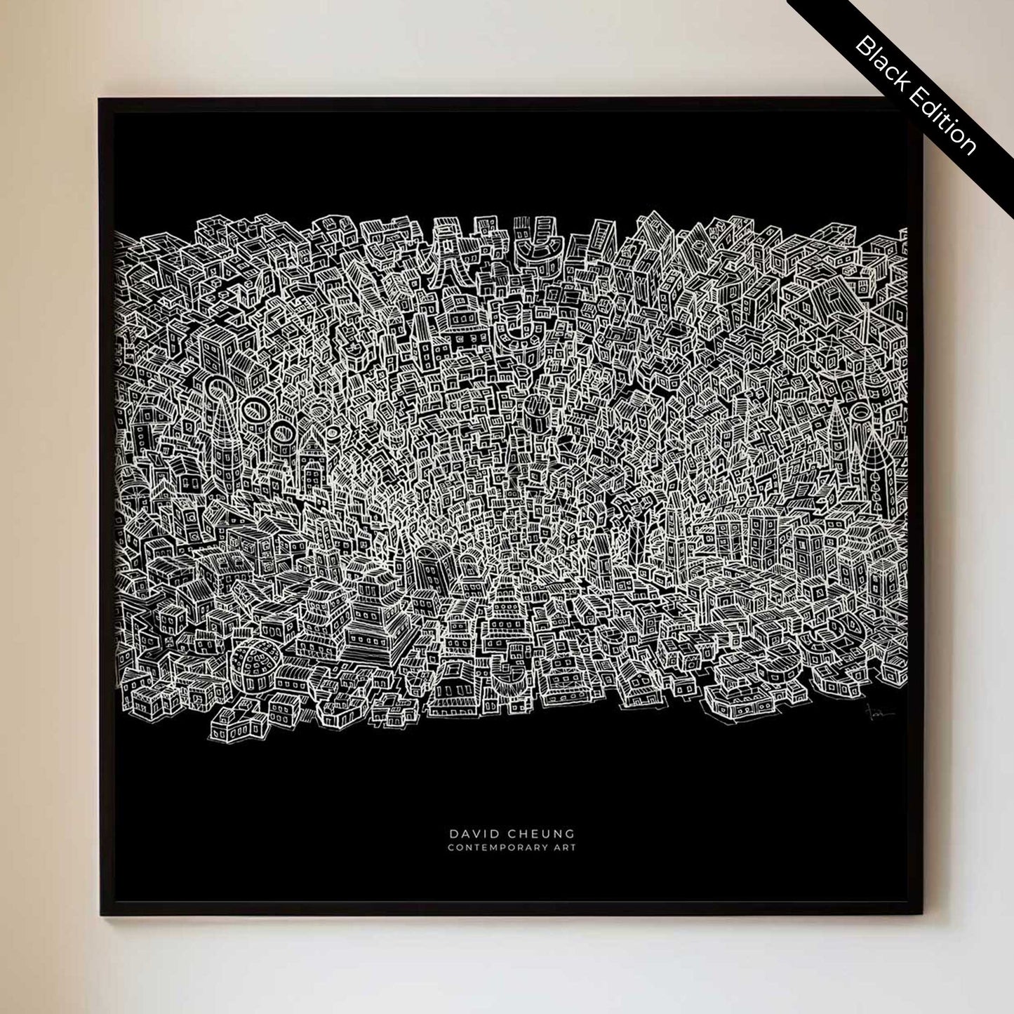 Konsttryck "Black Hole City" Svart upplaga