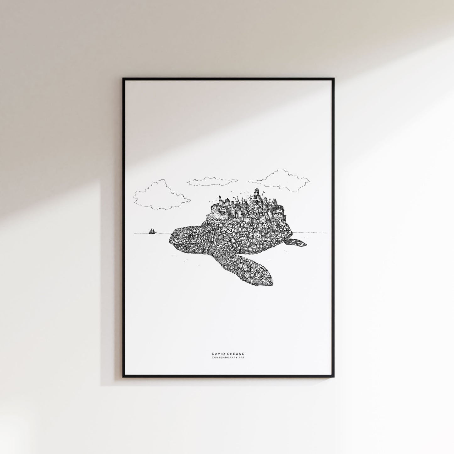 Giant Sea Turtle Wooden Framed Poster