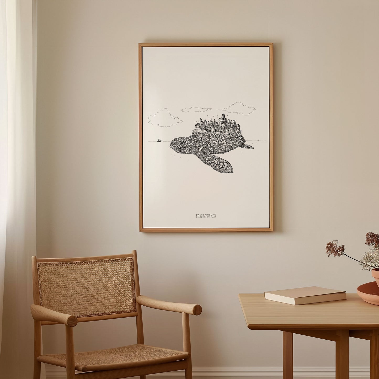 Giant Sea Turtle Wooden Framed Poster
