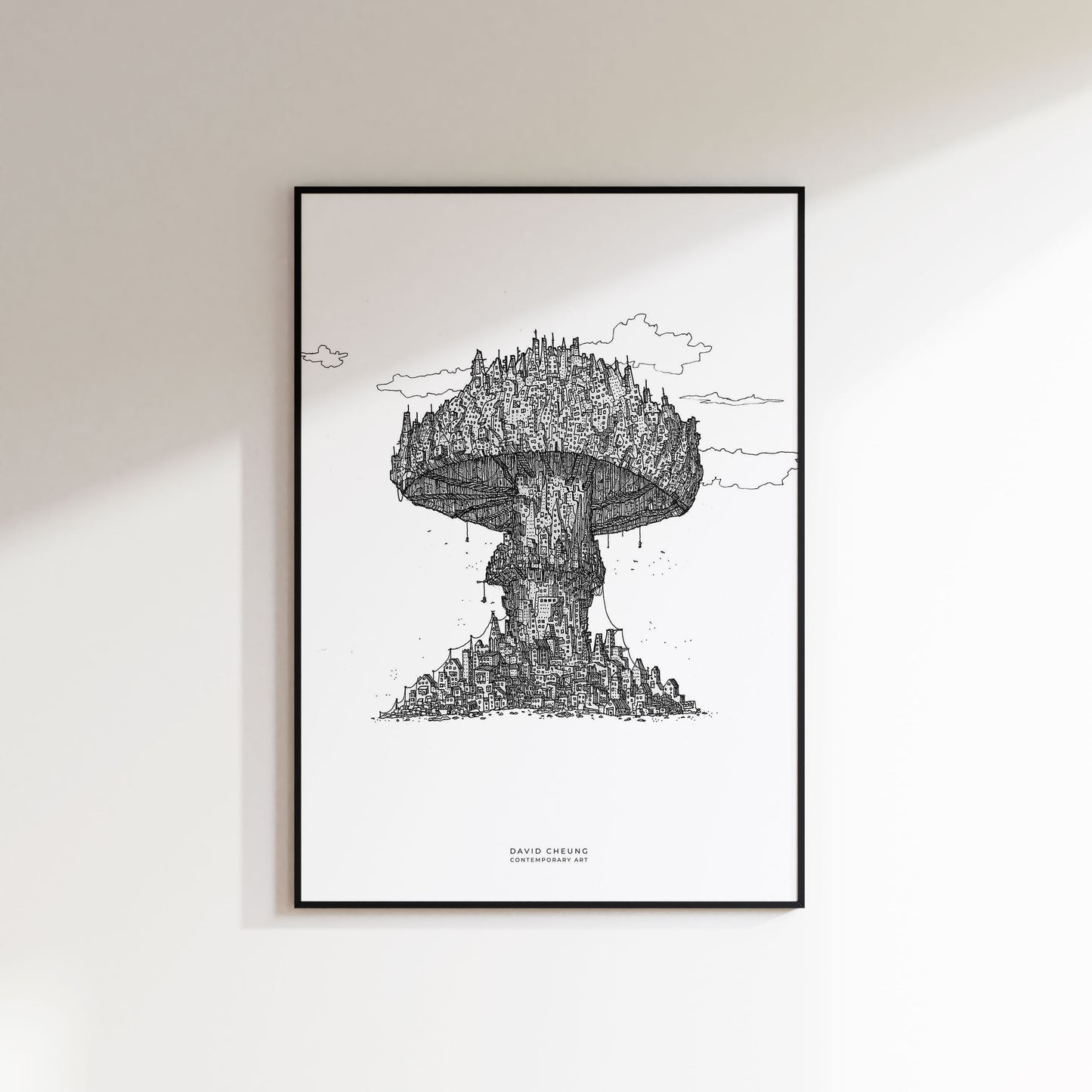 Mushroom city Wooden Framed Poster