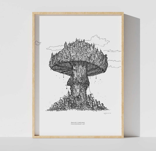 Konsttryck "Mushroom City"